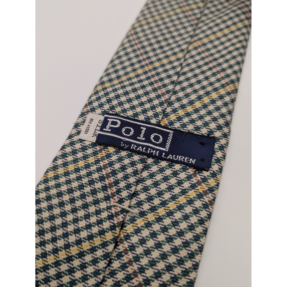 Polo Ralph Lauren Mens Silk Tie Green Houndstooth Glen Plaid Check RN 41381 - Picture 3 of 6